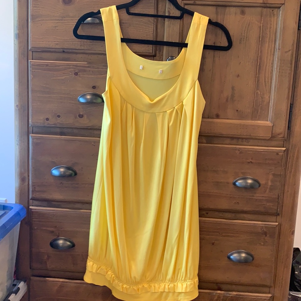 Soft Yellow Cinched At Bottom Dress